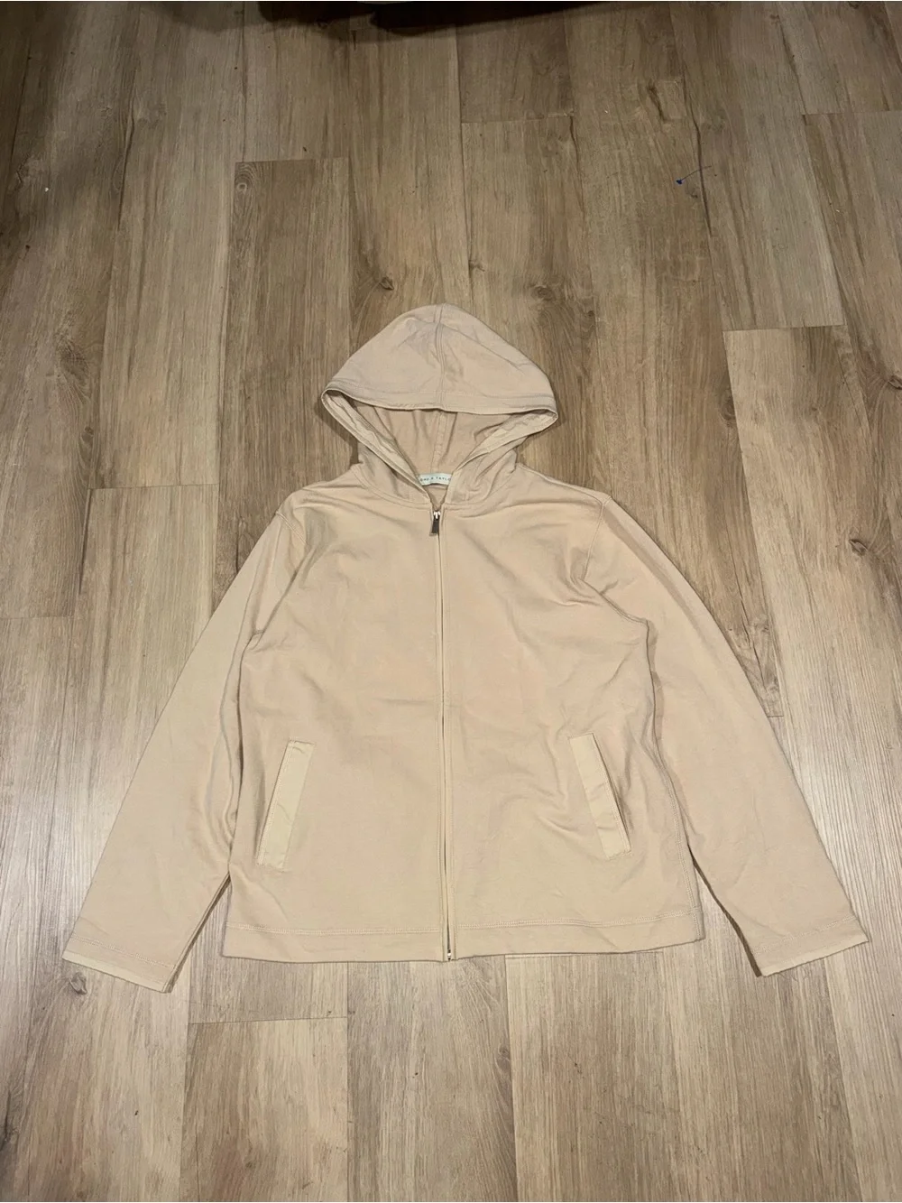 Lord & Taylor Light Beige Hooded Zip Jacket